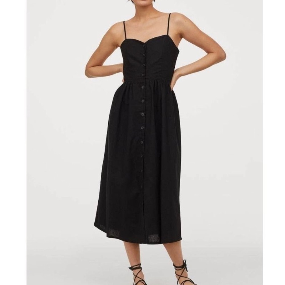 H&M Linen Blend Dress Black